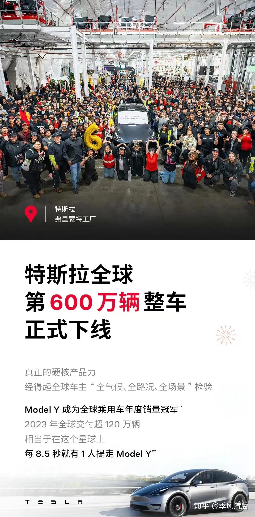 特斯拉第600万辆下线每85秒就销售一台modely