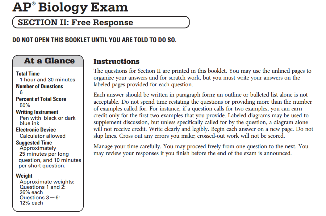 Ap biology free response questions by topic image