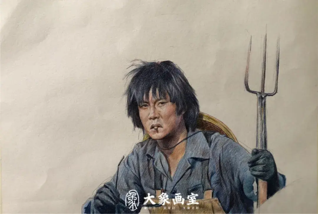 《海王袁华》 纸本彩铅《坂本龙一》 纸本彩铅《和服少女》 纸本水彩