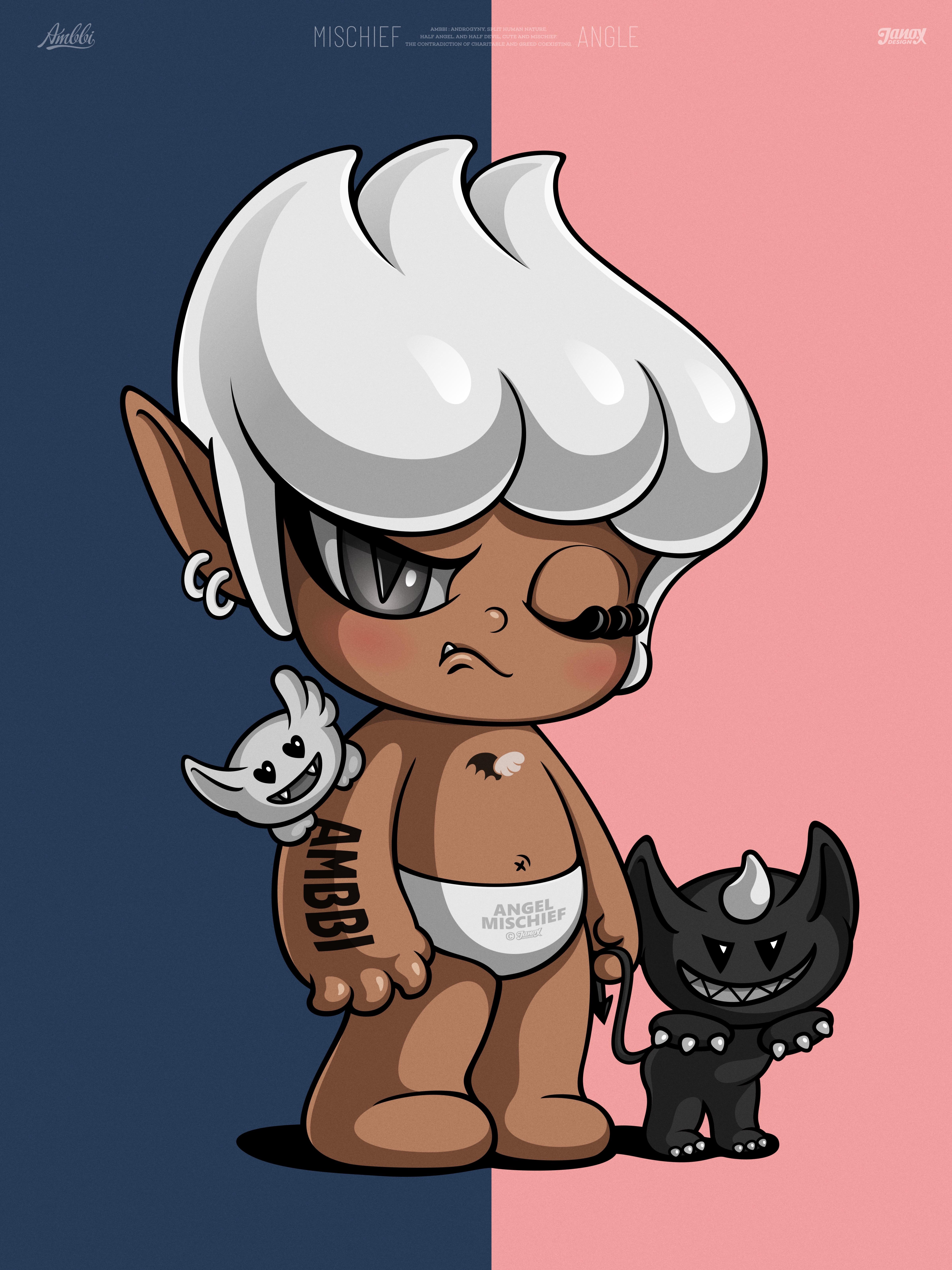 潮玩ip-安比ambbi天使恶作潮流插画 - 知乎