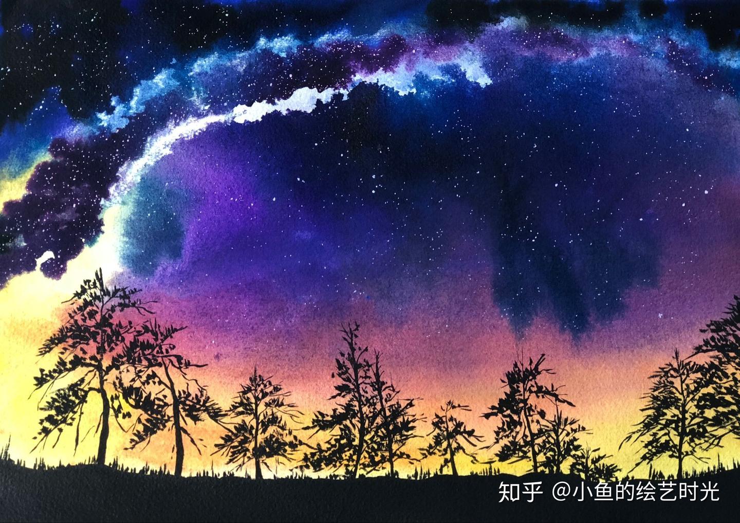 銀河／水彩画／No16 絵画 original-kyo 通販 13657492｜Creema
