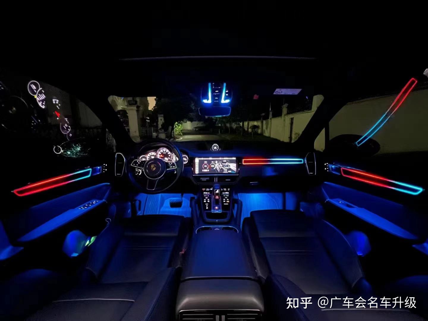 保时捷新款卡宴改装主动式氛围灯开门预警