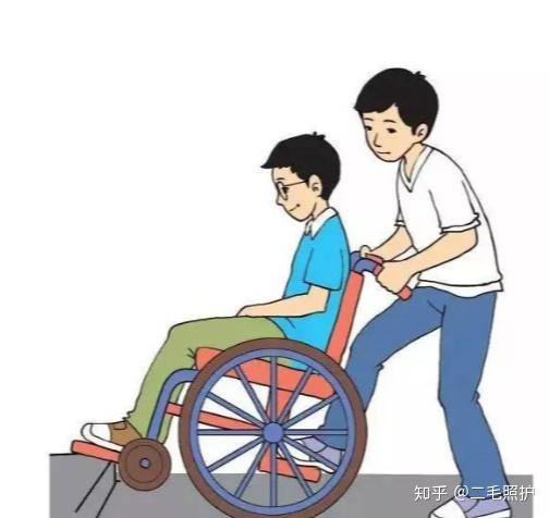2.上下坡(台阶)推轮椅(2)推动轮椅时要慢速平稳并注意前方路况.