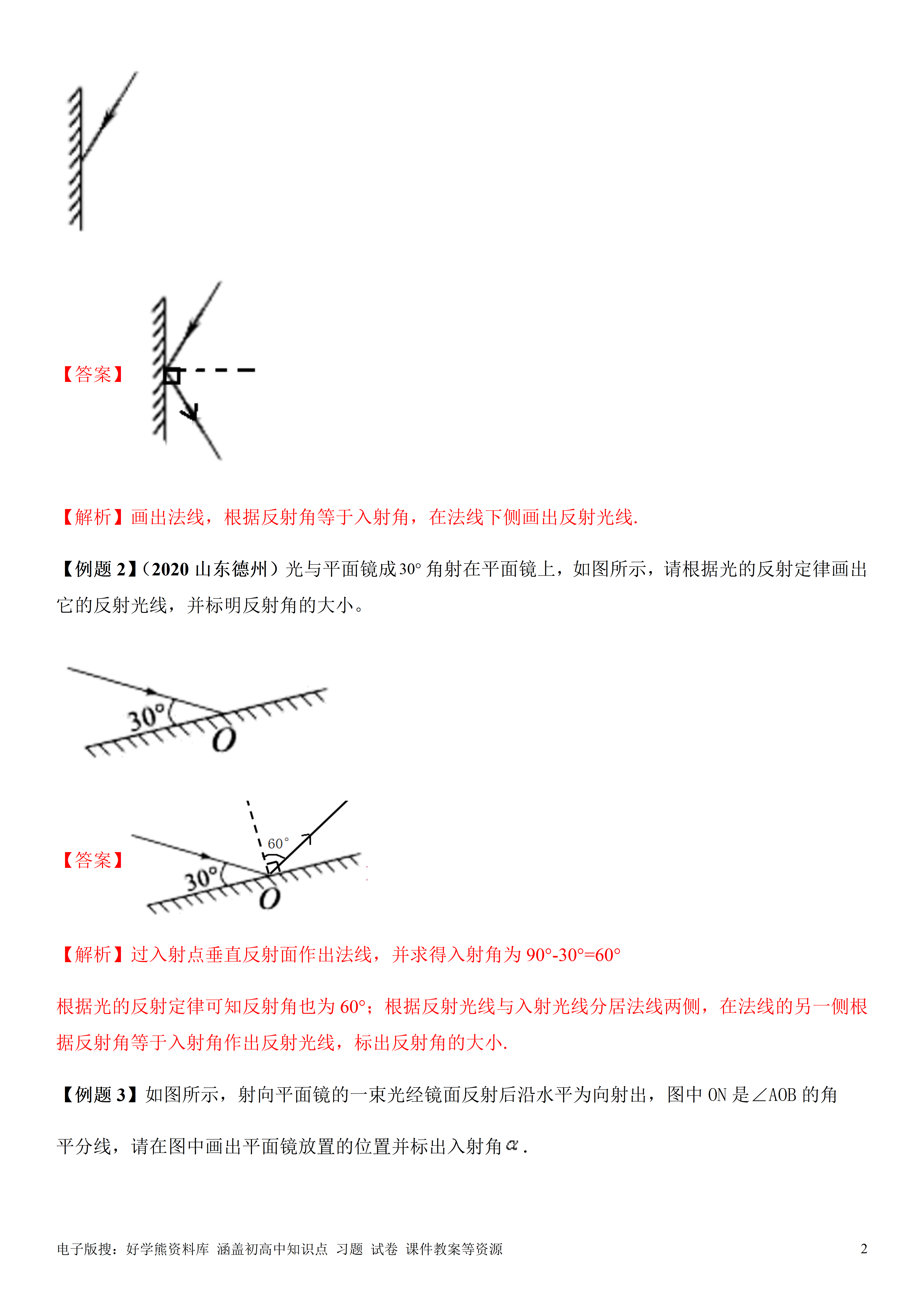 光的反射作图题及答案图片