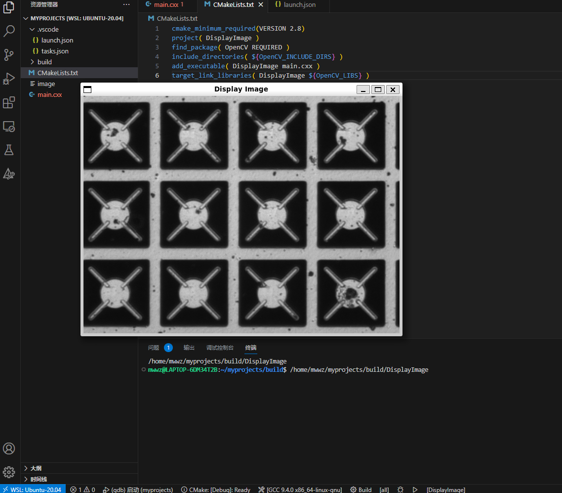 Vscode wsl2 opencv openimagedebugger 