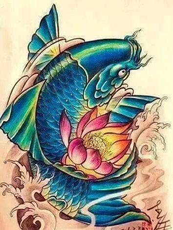 传统纹身图案寓意第五集:招财大鲤鱼