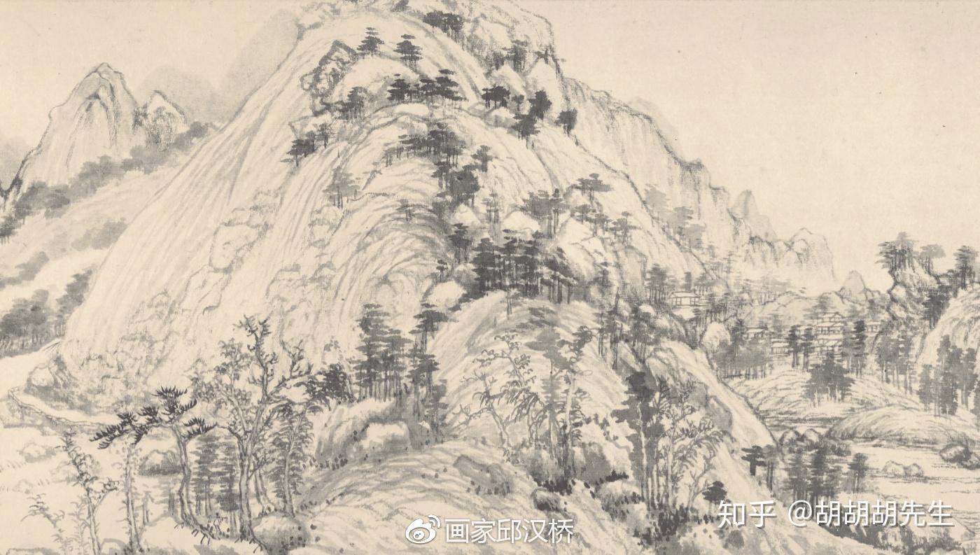 中国十大传世名画之《富春山居图》合璧版，黄公望作，高清大图