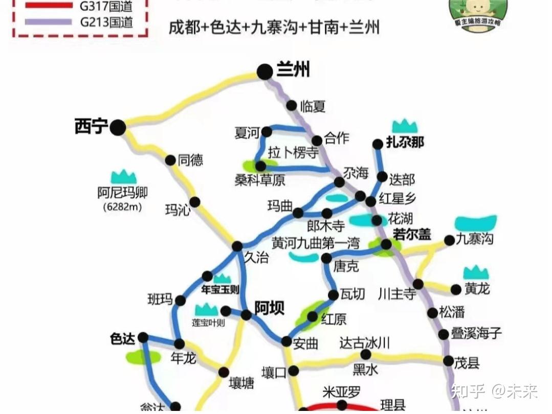 川西甘南自驾游最佳线路图,甘南大环线旅游攻略及费用