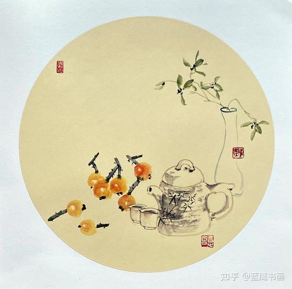 中国画家陳負蒼真作扇面画-