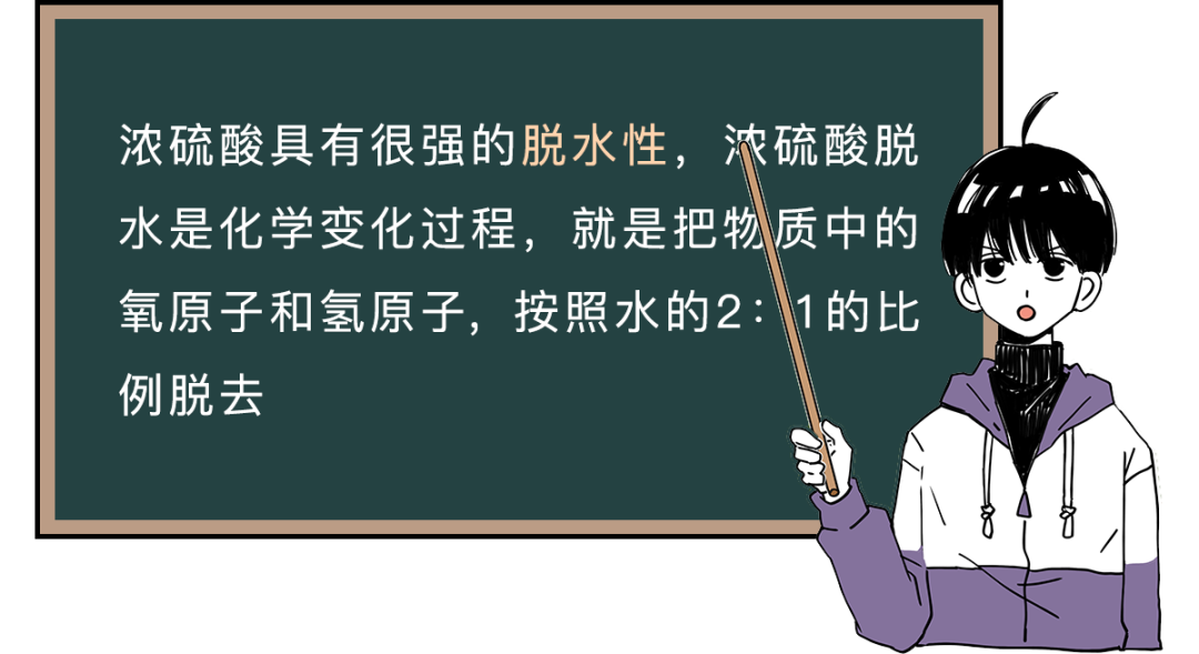 而氢氧原子在人体中还挺常见的所以浓硫酸利用自己的脱水性将皮肤中的