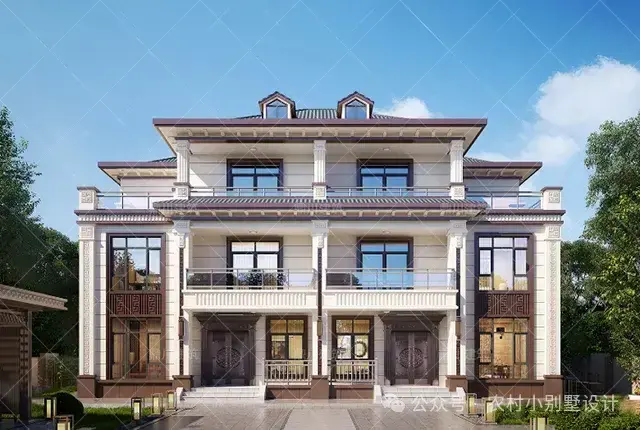 三层新中式兄弟双拼别墅效果图,30套农村双拼农村自建房别墅 - 知乎