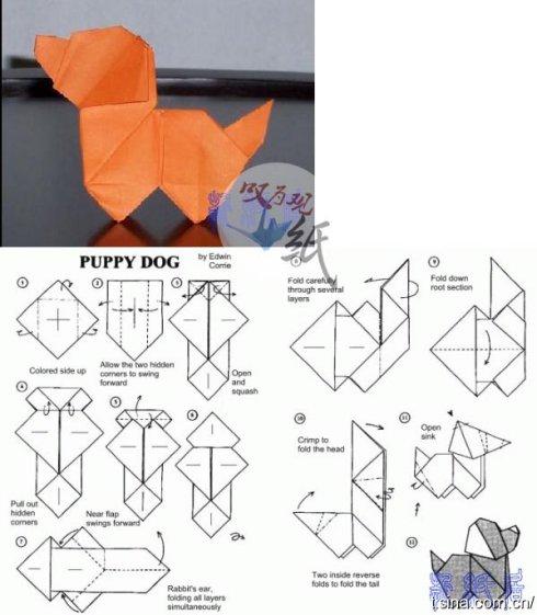 用正方形纸叠小狗图片