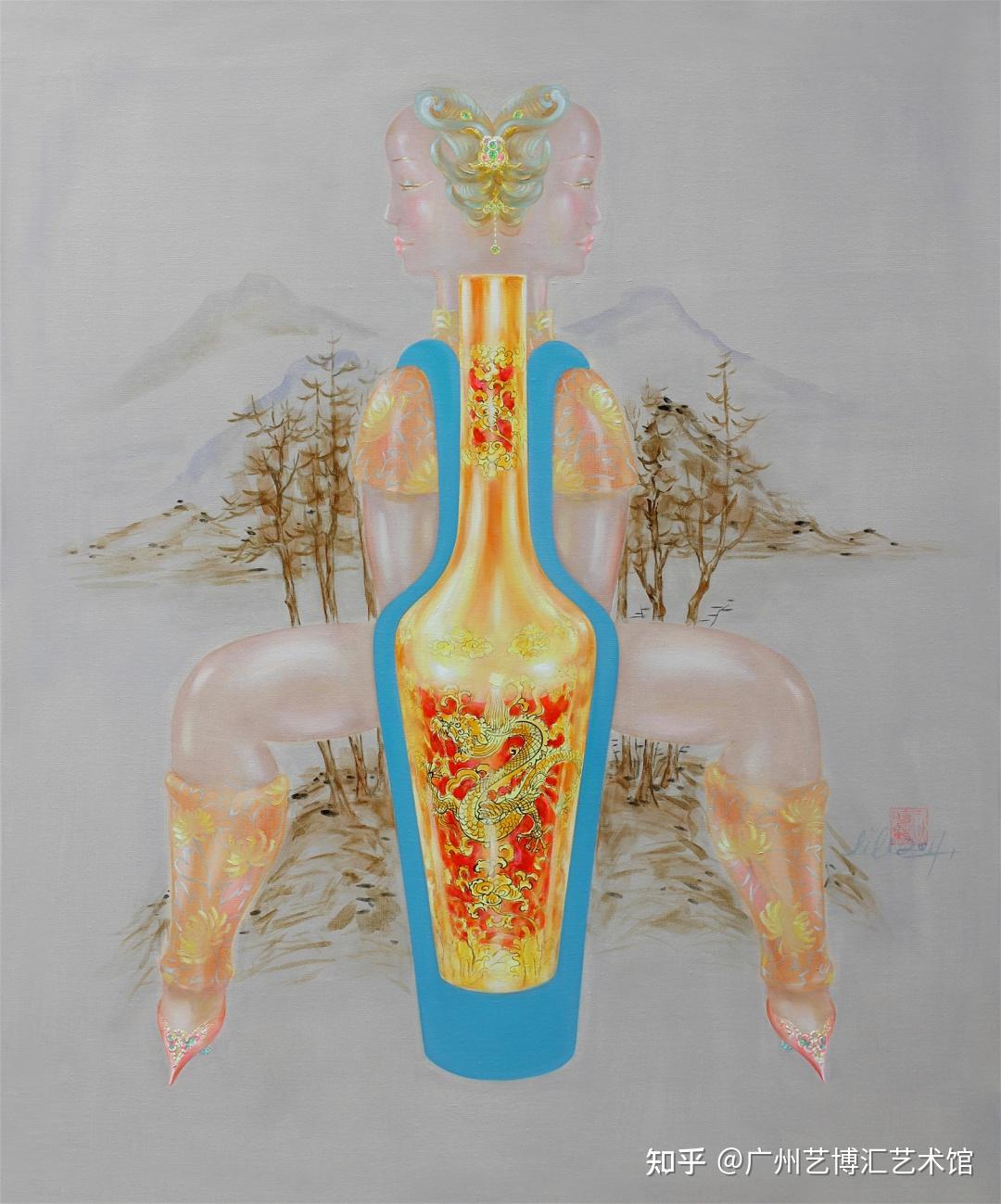 莲开抱瓶  吉祥平安——王晓莉油画《平安系列》作品欣赏