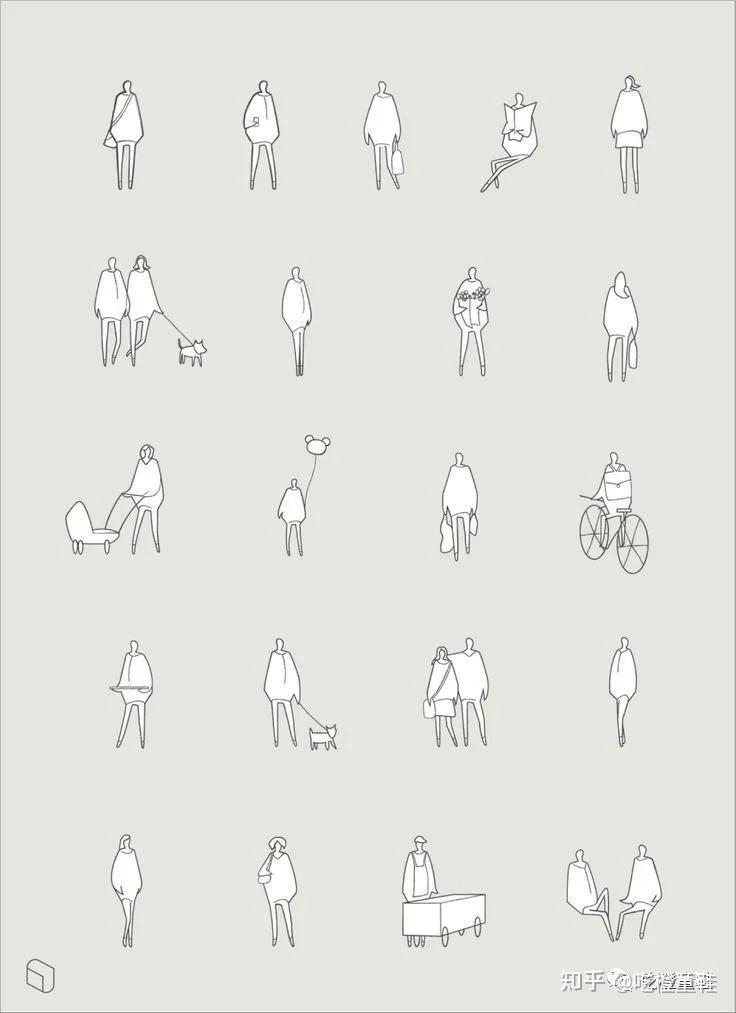 建环素材丨设计效果图的配景人物手绘参考