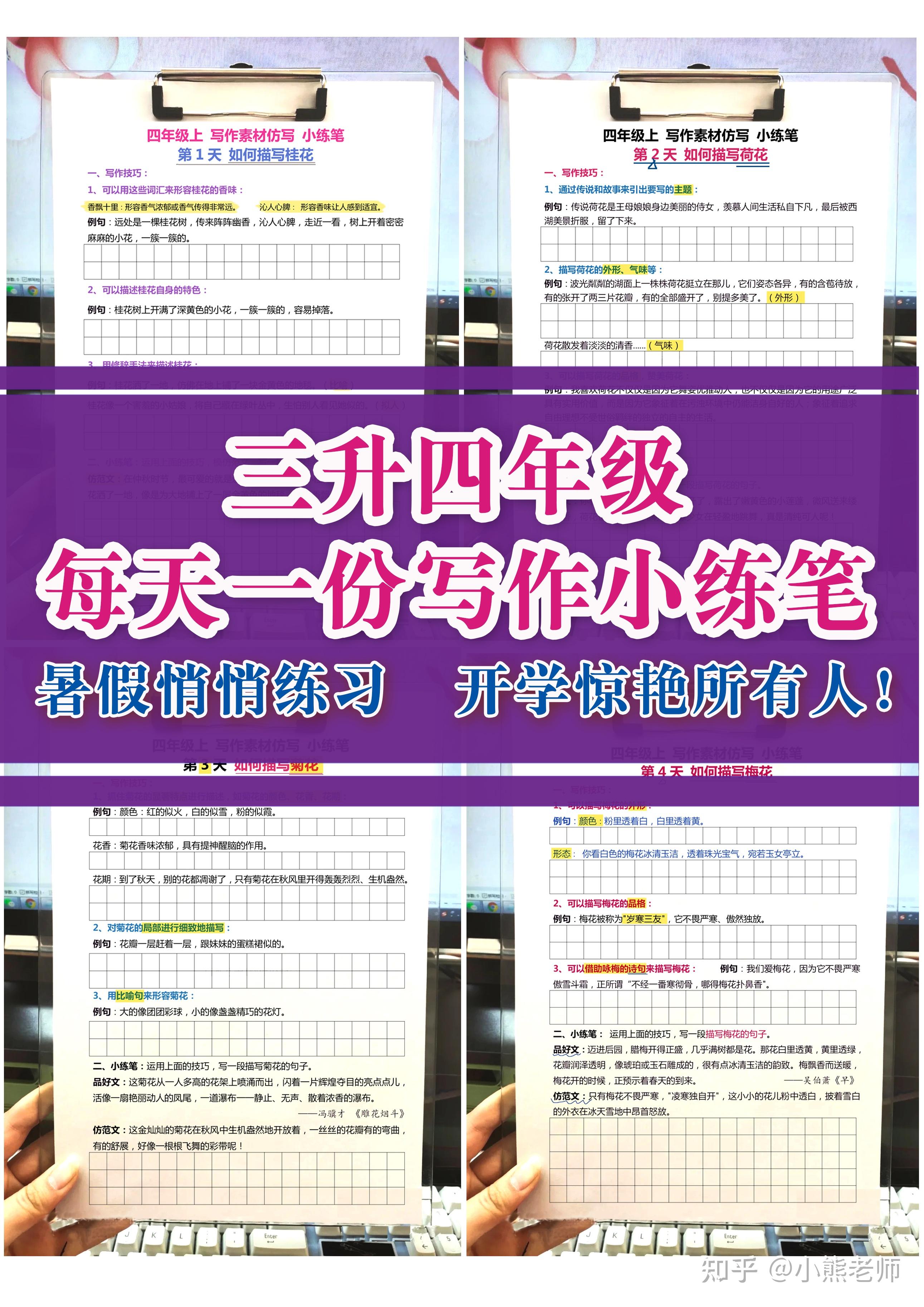 三升四年级写作素材仿写小练笔，每天一份练习，开学惊艳所有人！ - 知乎