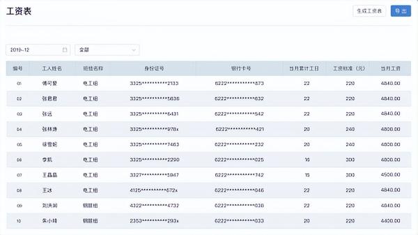 导出和打印。同时,生效的工资单数据将流转至下游功能,进行成本汇总。