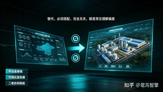 读懂 Web SCADA 与三维组态的关系，解锁工业数字孪生监控