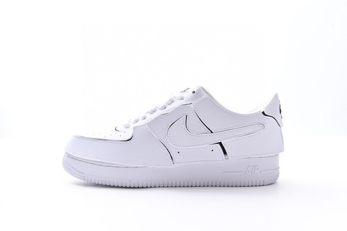 耐克nikeairforce1lowaf1纯白拼接可撕换钩魔术贴空军一号运动鞋