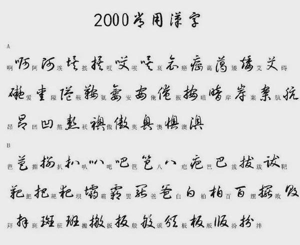 00个最常用汉字的草书写法 草书常用字写法 桃丽网