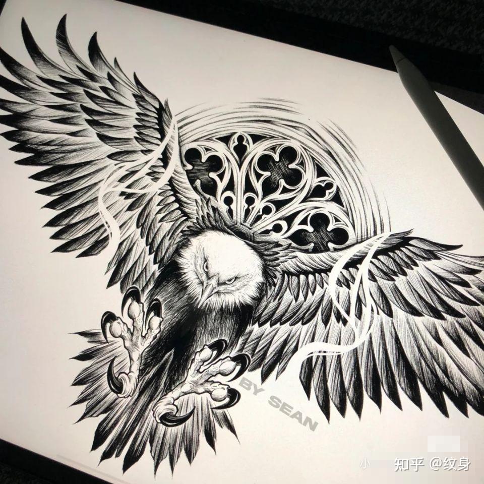 天使纹身手稿图案 恶魔纹身手稿 翅膀纹身素材 