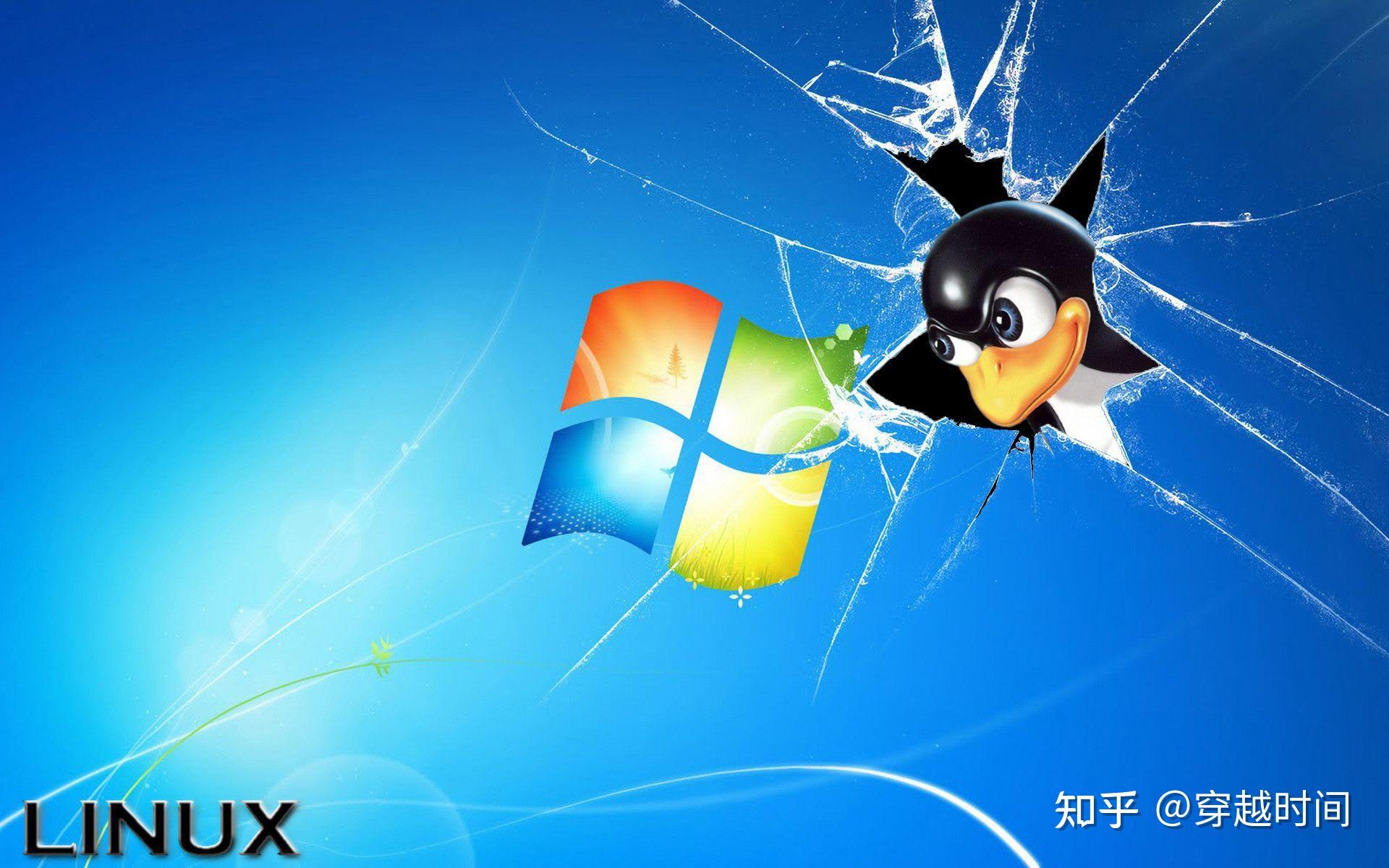 linux企鵝大戰windows壁紙