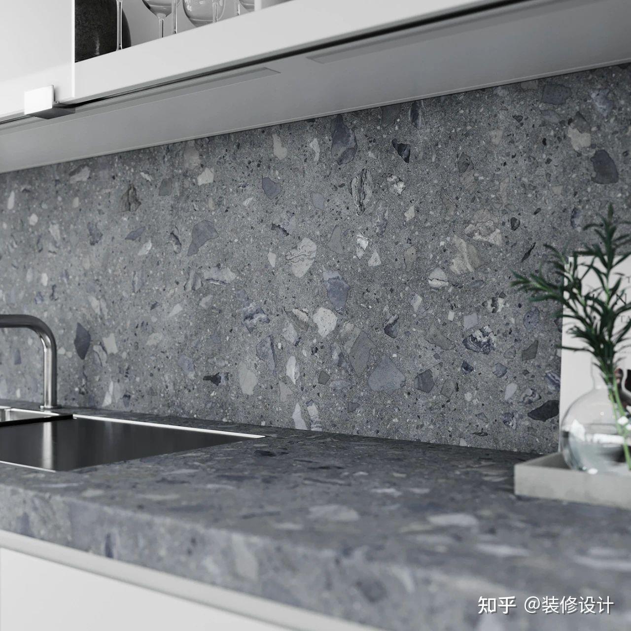 因为水磨石材质洁净度高,其常用于厨房台面.