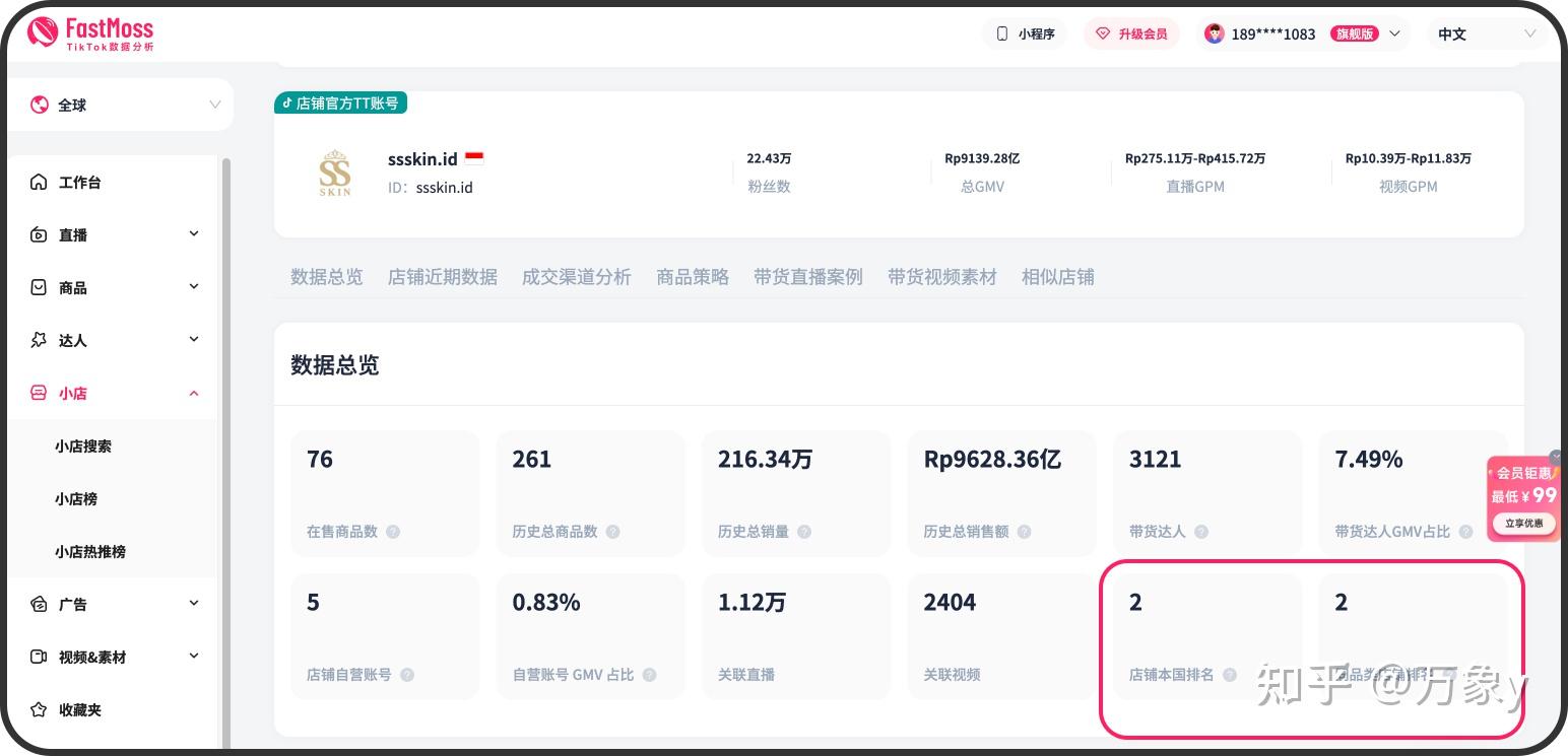FastMoss大升级!数据库扩充30%,商品达人分析新增多个维度,会员权益加量不加价 - 知乎