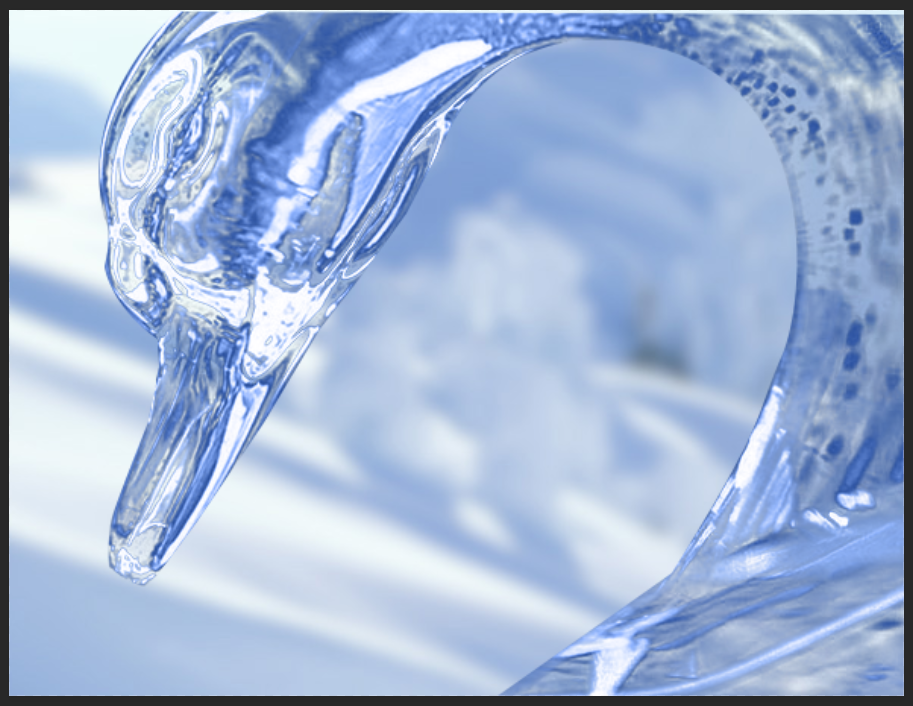 这样就可以为冰雕着色了,蓝色会突出冰雕品莹的质感