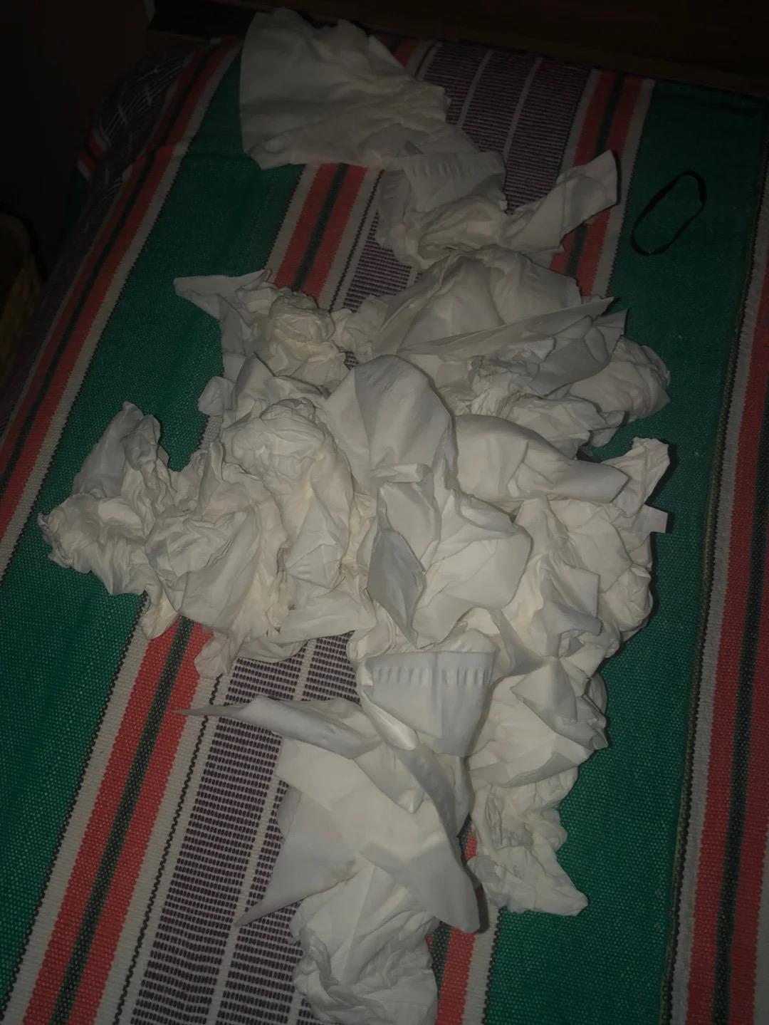 严重,从买菜回来打了有100个喷嚏,着急做饭没来的及收拾那堆鼻涕纸