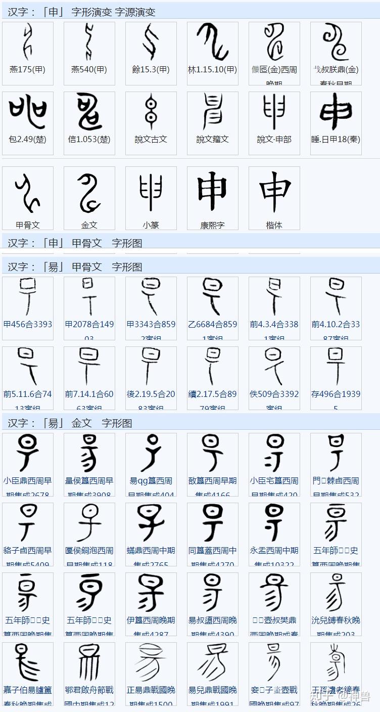 申字的演变过程图片图片