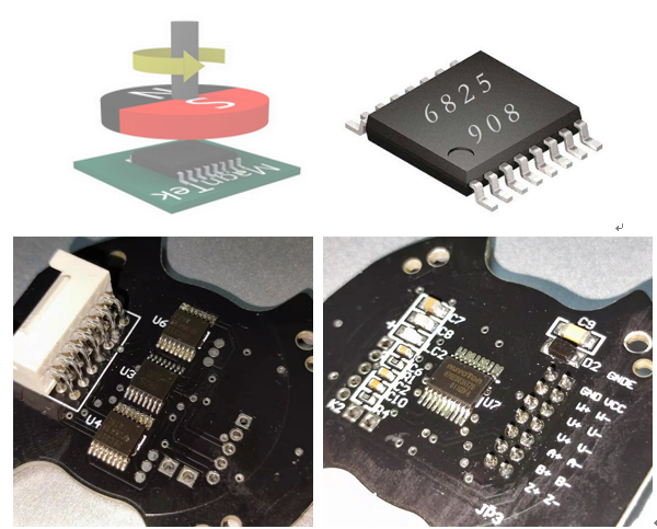 其使用的主要是磁角位置编码器,我这边看到使用的芯片型号为magntek的
