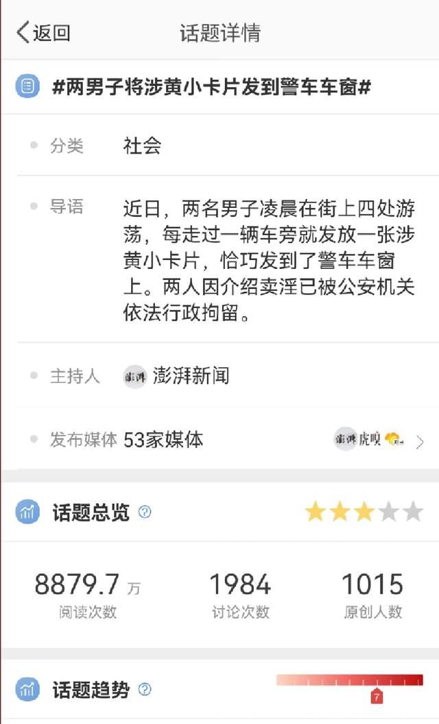 顶风作案？两男子将涉黄小卡片发到警车车窗，网友：捡过，被骗了400万 知乎 8809