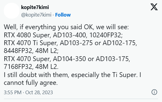 NVIDIA RTX 4080 / 4070 Ti / 4070 SUPER 詳細規格曝光