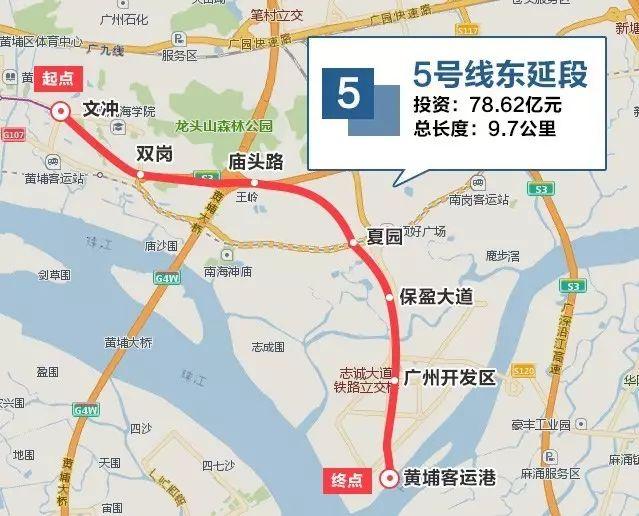 保盈大道站:線路出夏園站後繼續向東行進,下穿黃埔新港支線鐵路,至