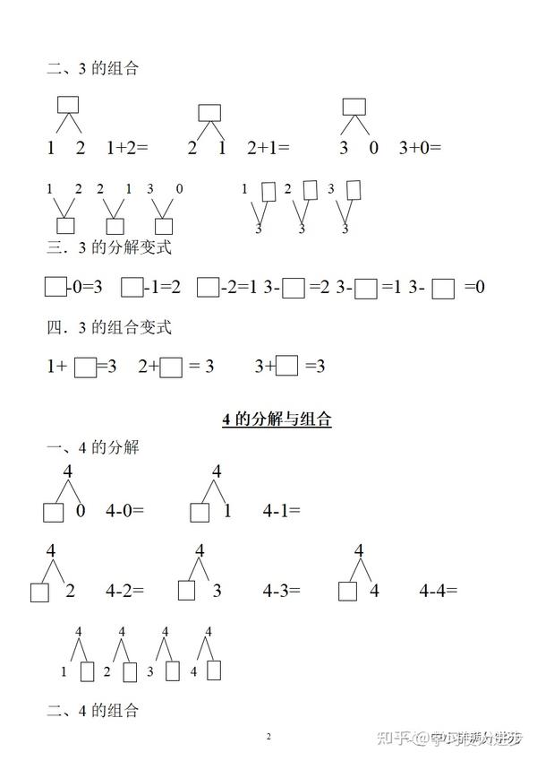 一年级数学上册：《10以内的分解与组合》专项练习，全面掌握 知乎