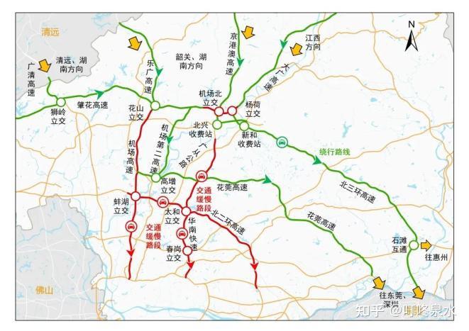 珠海方向北部清远,韶关,湖南,江西等方向来车,转入珠三角环线高速,往