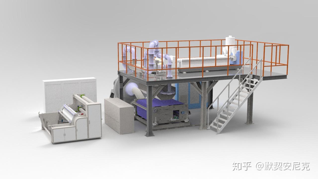 1600型熔喷布生产线三维模型设计