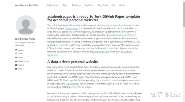 【GitHub】用Jekyll模板快速制作github.io学术主页 - 知乎