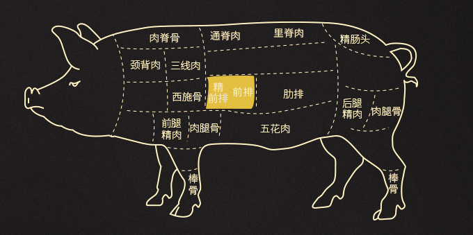 猪身上肉的分布图图片
