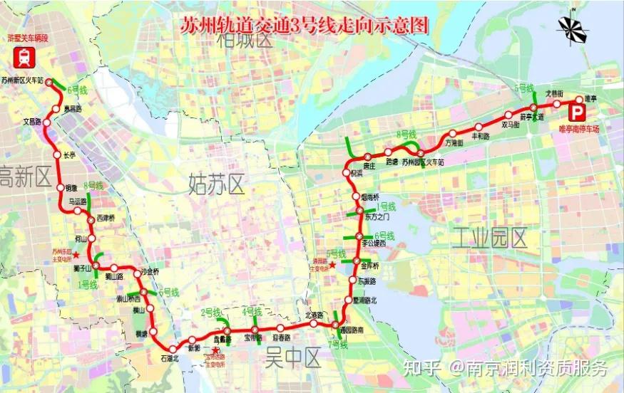 14号线一期北起相城区,经工业园区,吴中区,南至吴江区.