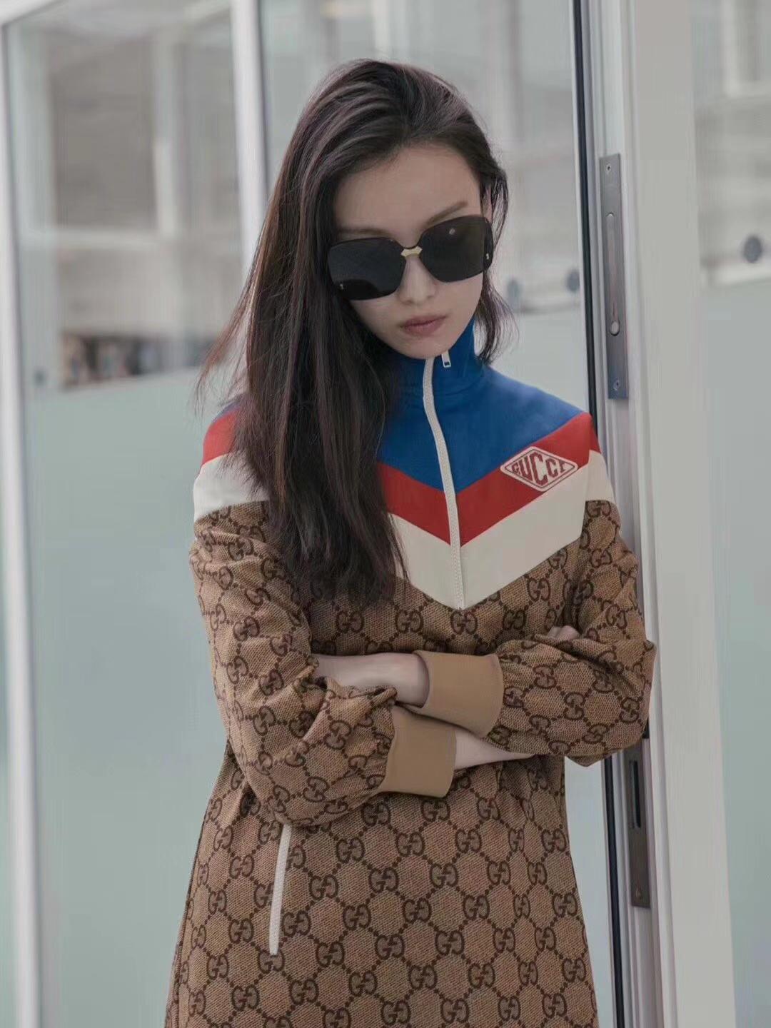 gucci方形无边框太阳眼镜倪妮走秀款