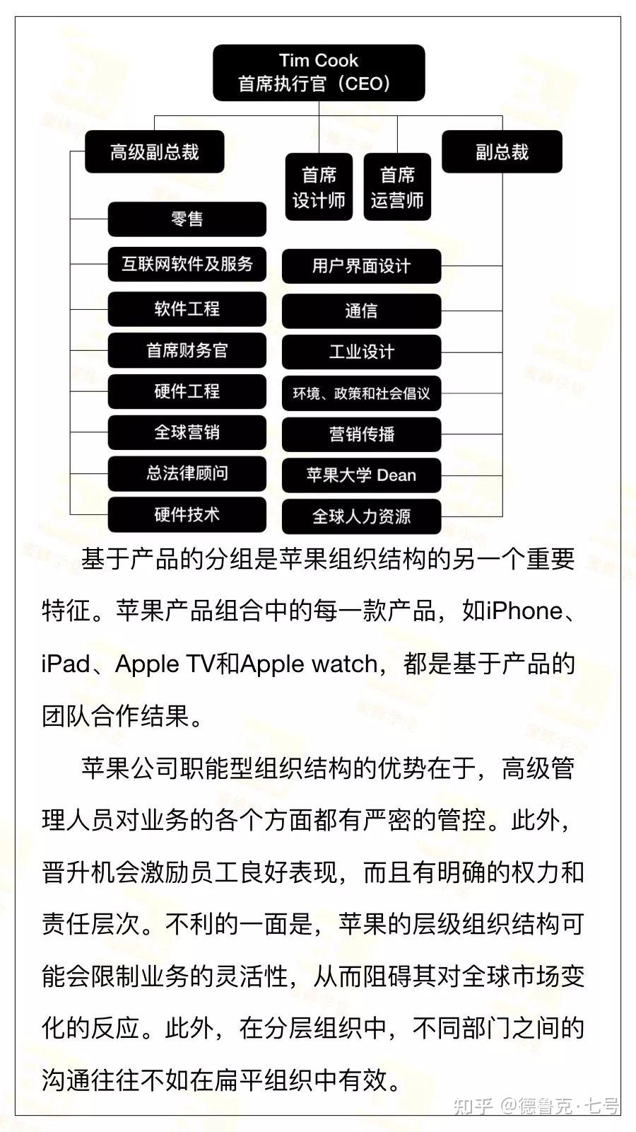 苹果公司的职能型结构由创始人乔布斯开发,而自2011年8月库克接任以后