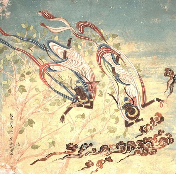 【神游千年,大美敦煌】初唐-321窟-西壁:飞天与凭栏菩萨,飘逸空灵