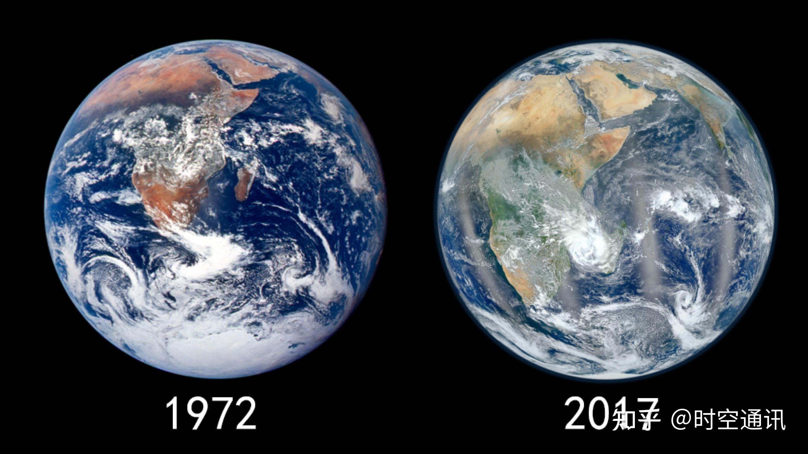 所谓下面这张nasa公布的1972年和2017年地球对比的照片,我严重怀疑其