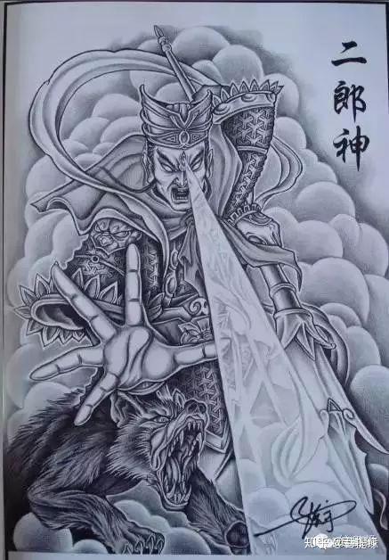 我是雕刻师素描手稿第四期二郎神纹身手稿