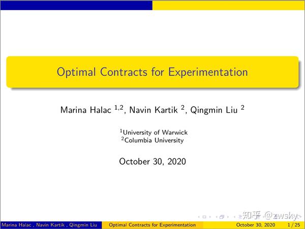 Optimal Contracts For Experimentation 知乎