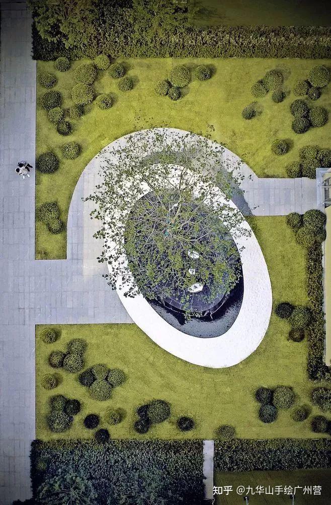 中心植:在布局中心点独植一株或一丛按一定几何图形栽植,具有一定的株