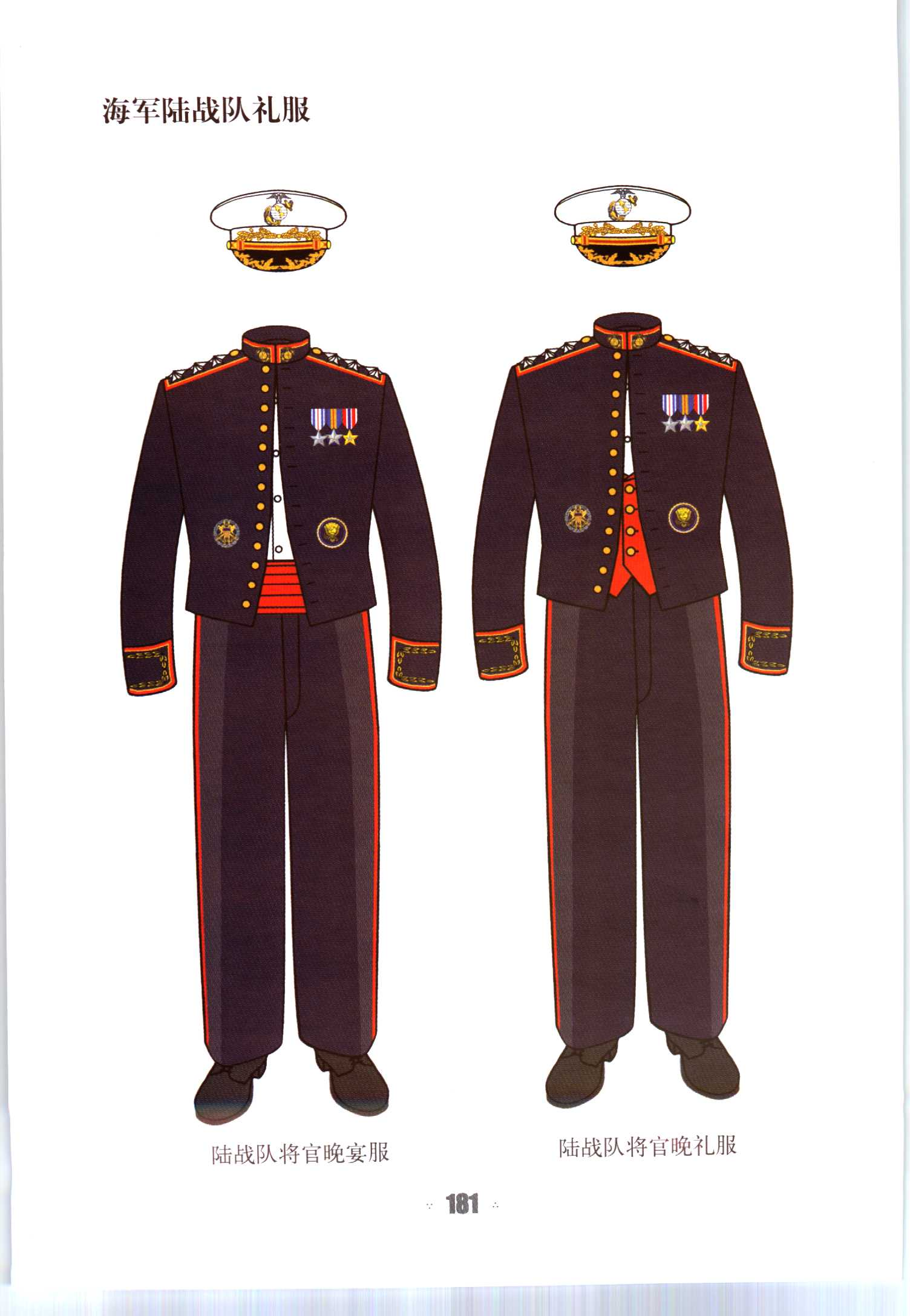 美国海军陆战队礼服,军帽,军衔,臂章