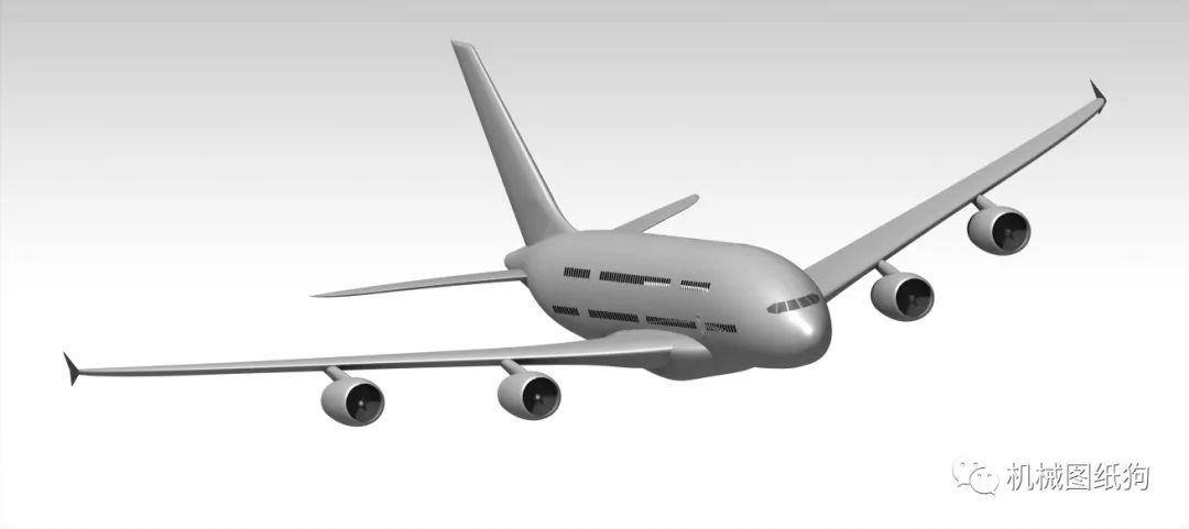 飞行模型空客a380飞机模型3d图纸igs格式客机设计三维建模