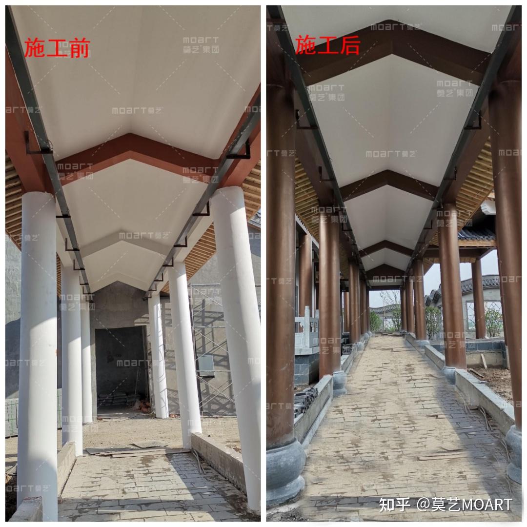 木纹漆应用|圆形柱面做仿木纹效果如何施工? - 知乎